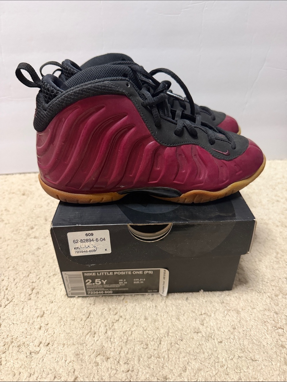 Nike Kids Foamposite One Sneakers in Maroon and Black